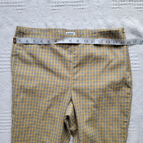Sunday Best by Aritzia Merida Pant Acacia Yellow Check Straight Leg Mid Rise Pan - Picture 9 of 11